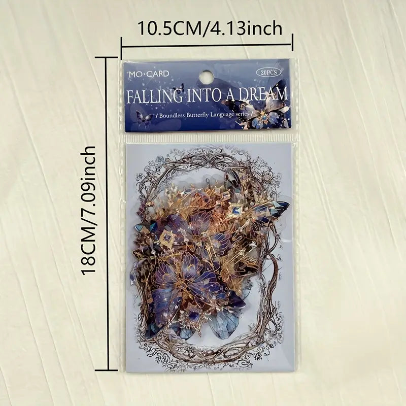 20 Adet Yaldızlı Şeffaf Kelebek Sticker Seti Bullet Journal Scrapbook Şeffaf Holografik Sticker Laptop Ajanda Planlayıcı