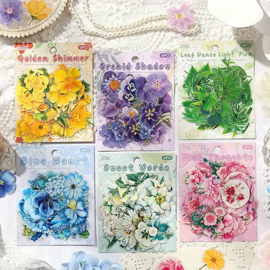 60 Adet Gerçek Görünümlü Şeffaf Çiçek Sticker Seti Bullet Journal Scrapbook Şeffaf Sticker Laptop Ajanda Planlayıcı