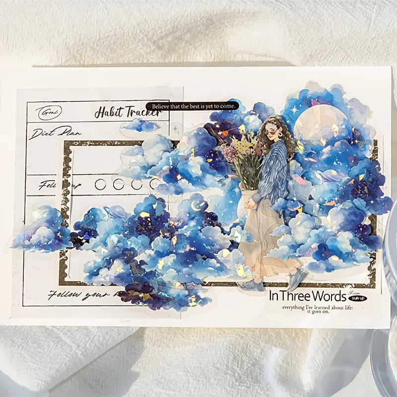 30 Adet Şeffaf Bulut Sticker Seti Bullet Journal Scrapbook Şeffaf Sticker Laptop Ajanda Planlayıcı