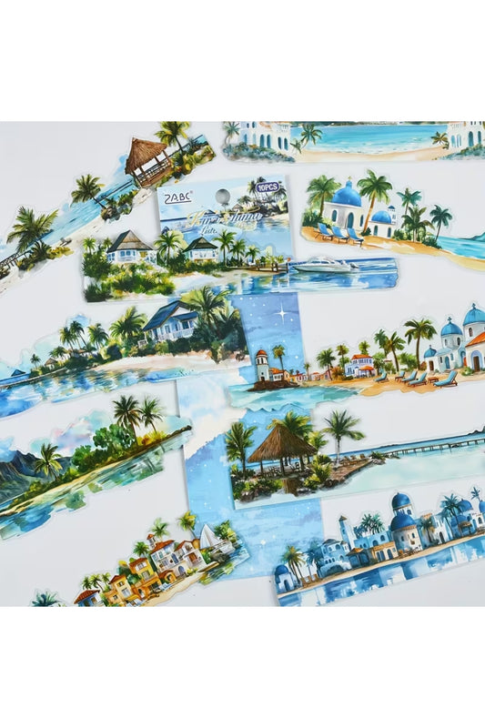 10 Adet Büyük Şeffaf Sticker Bullet Journal Scrapbook Ajanda Laptop Şerit