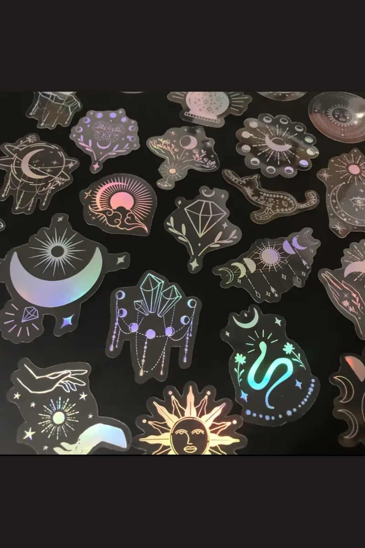 50 Adet Astronomi Şeffaf Sticker Bullet Journal Scrapbook Laptop Ajanda Planlayıcı Gümüş Lazer