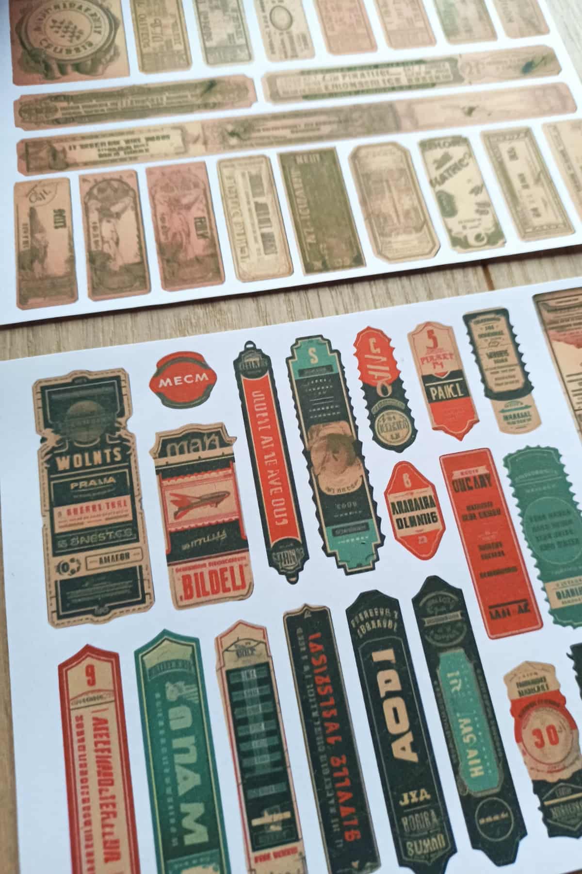 43 Adet Scrapbook Sticker Seti Bullet Journal Sticker Vintage Bilet Etiket Sticker