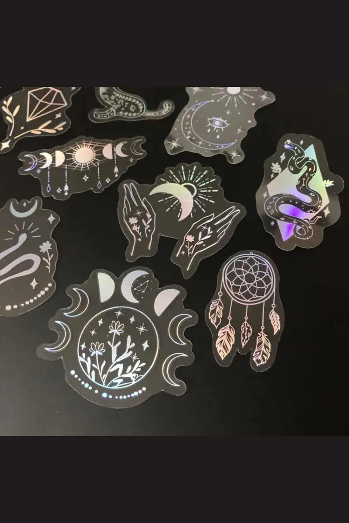50 Adet Astronomi Şeffaf Sticker Bullet Journal Scrapbook Laptop Ajanda Planlayıcı Gümüş Lazer
