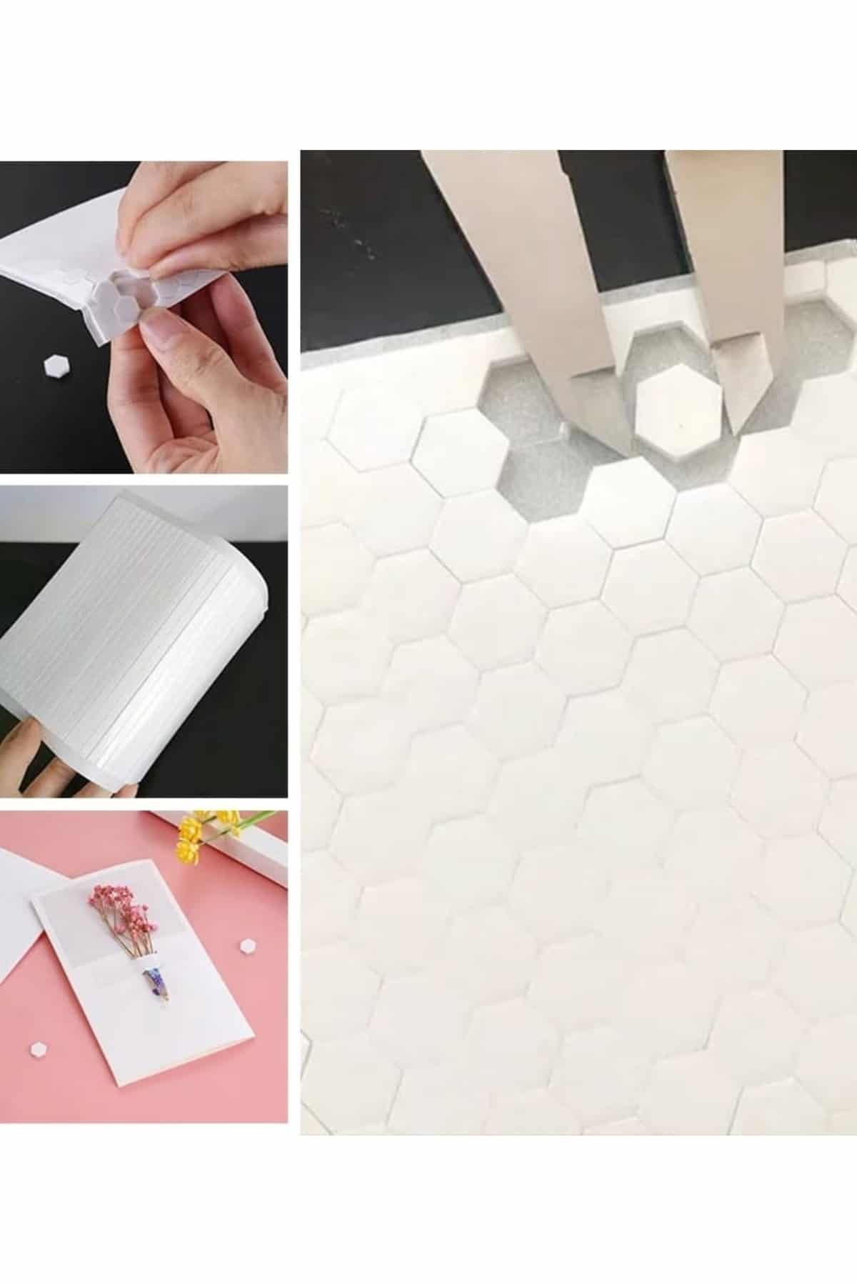 Çift Taraflı Altıgen Köpük Bant 100 Adet 1 cm Scrapbook Bullet Journal