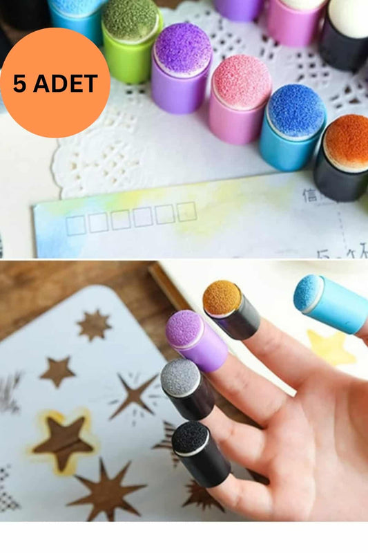 5 Adet Parmak Boya Süngeri Boya Dağıtma Süngeri Yüz Boya Süngeri Scrapbook Bullet Journal