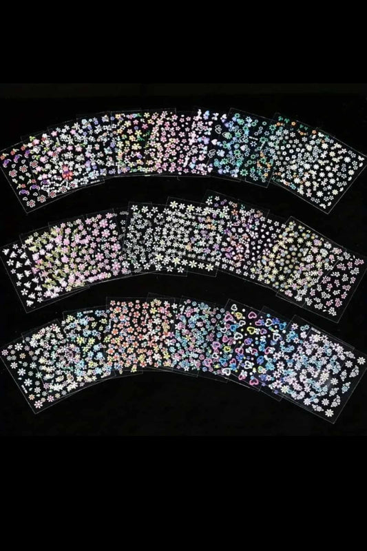 30 Sayfa Tırnak Sticker Çiçek Sticker 3D Tırnak Süsleme Mini Sticker