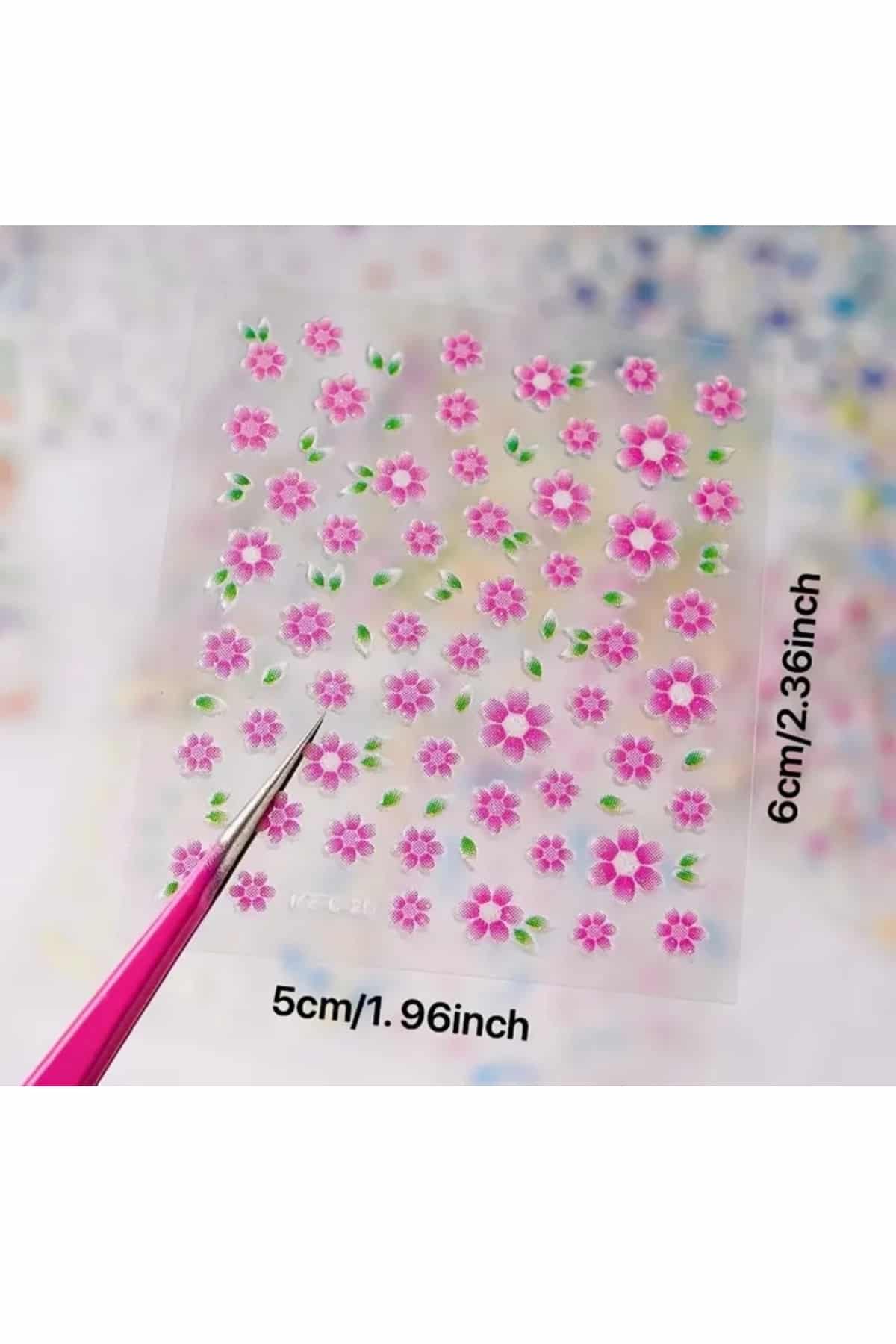 30 Sayfa Tırnak Sticker Çiçek Sticker 3D Tırnak Süsleme Mini Sticker