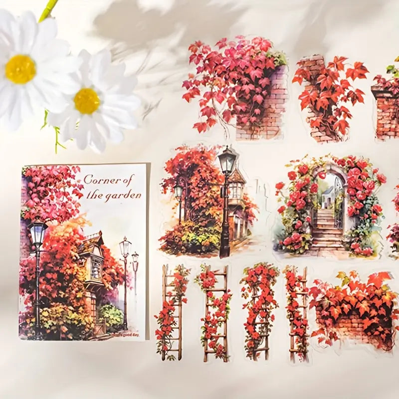 30 Adet Şeffaf Bahçe Temalı Sticker Seti Bullet Journal Scrapbook Şeffaf Sticker Laptop Ajanda Planlayıcı