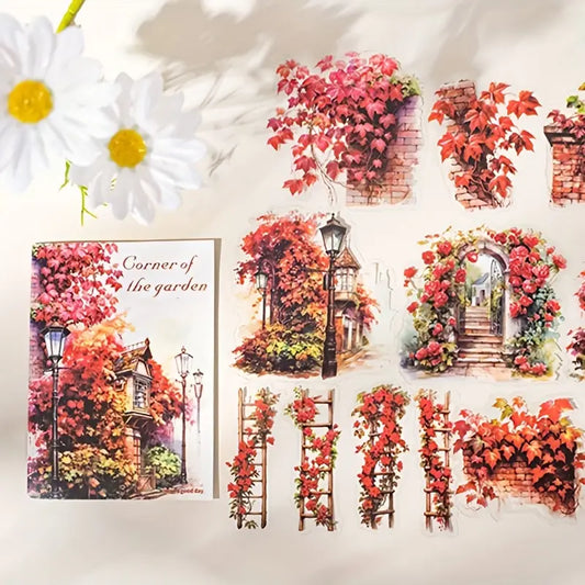 30 Adet Şeffaf Bahçe Temalı Sticker Seti Bullet Journal Scrapbook Şeffaf Sticker Laptop Ajanda Planlayıcı