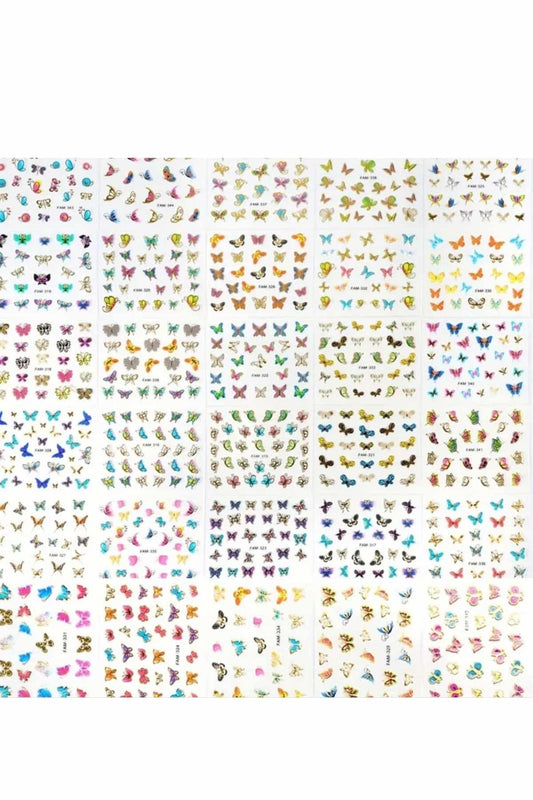 30 Sayfa Tırnak Sticker Kelebek Sticker 3D Tırnak Süsleme Mini Sticker