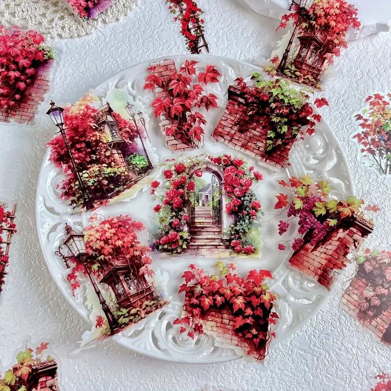 30 Adet Şeffaf Bahçe Temalı Sticker Seti Bullet Journal Scrapbook Şeffaf Sticker Laptop Ajanda Planlayıcı