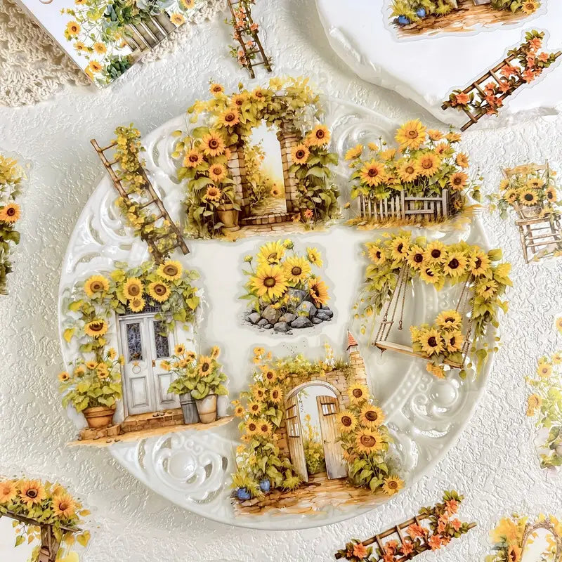 30 Adet Şeffaf Bahçe Temalı Sticker Seti Bullet Journal Scrapbook Şeffaf Sticker Laptop Ajanda Planlayıcı