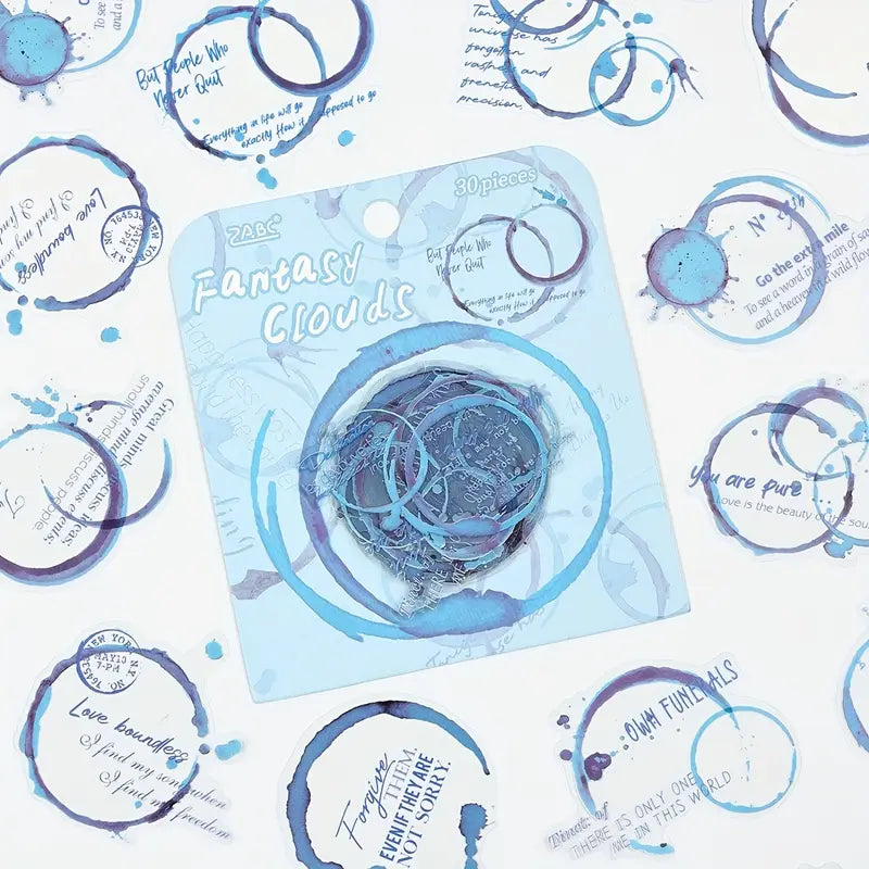 30 Adet Şeffaf Yazılı Leke Sticker Seti Bullet Journal Scrapbook Şeffaf  Sticker Laptop Ajanda Planlayıcı