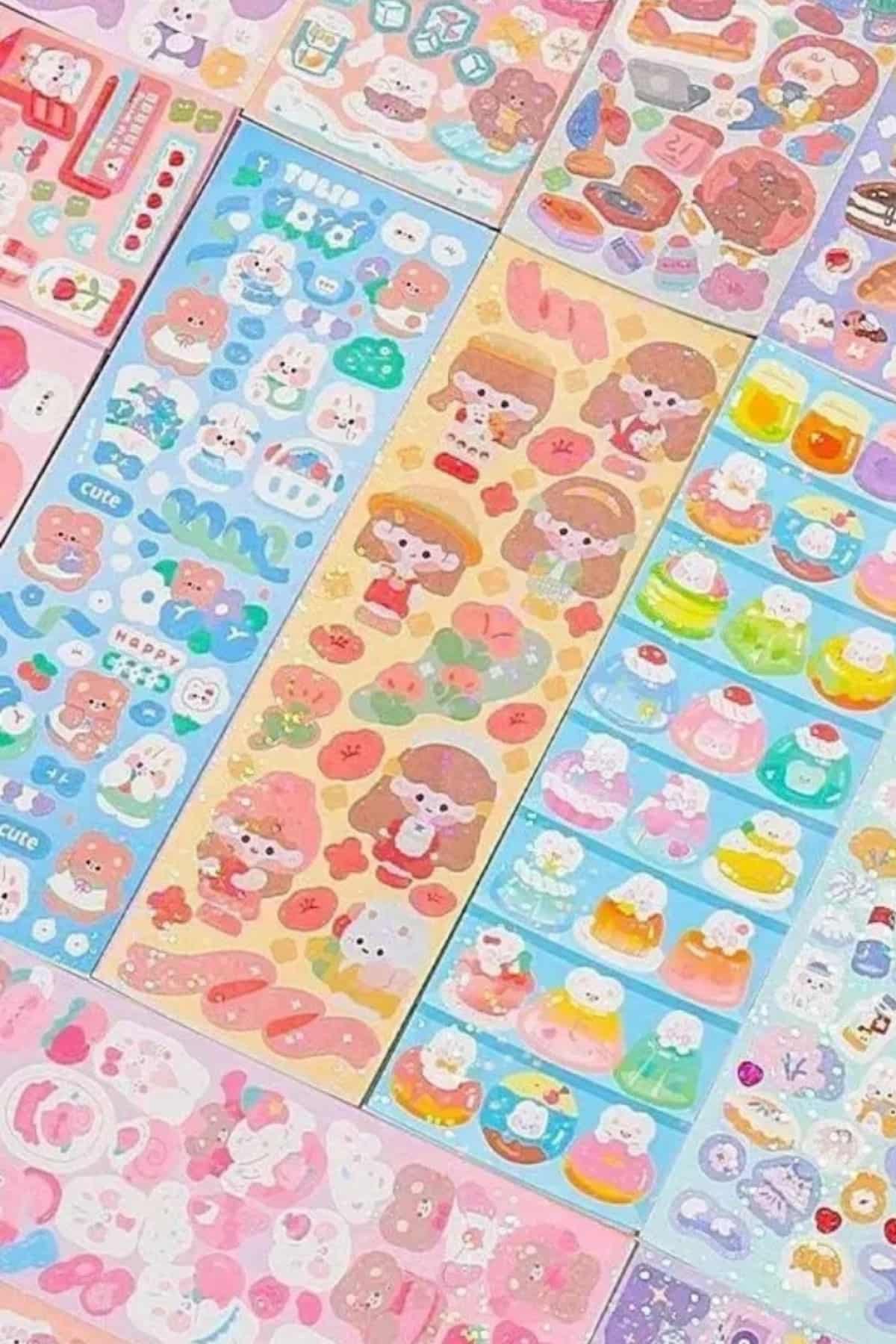 10 Sayfa Sevimli Holografik Sticker Renkli Sticker Parlak Mini Sticker