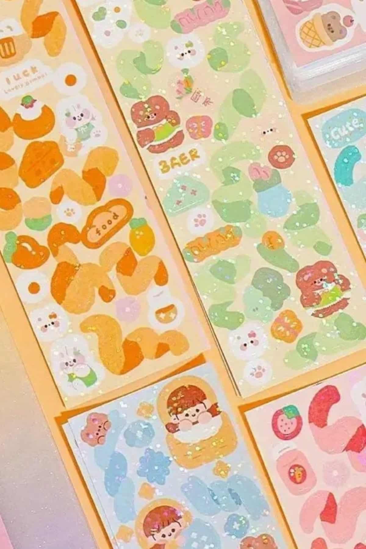 10 Sayfa Sevimli Holografik Sticker Renkli Sticker Parlak Mini Sticker