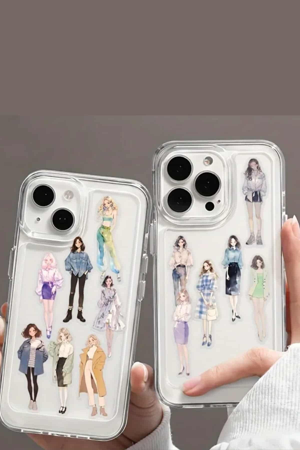 50 Adet Şeffaf Kız Sticker Seti Bullet Journal Scrapbook Şeffaf Sticker Laptop Ajanda Planlayıcı
