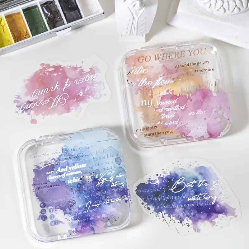 20 Adet Şeffaf Mürekkep Lekesi Sticker Seti Bullet Journal Scrapbook Şeffaf Sticker Laptop Ajanda Planlayıcı