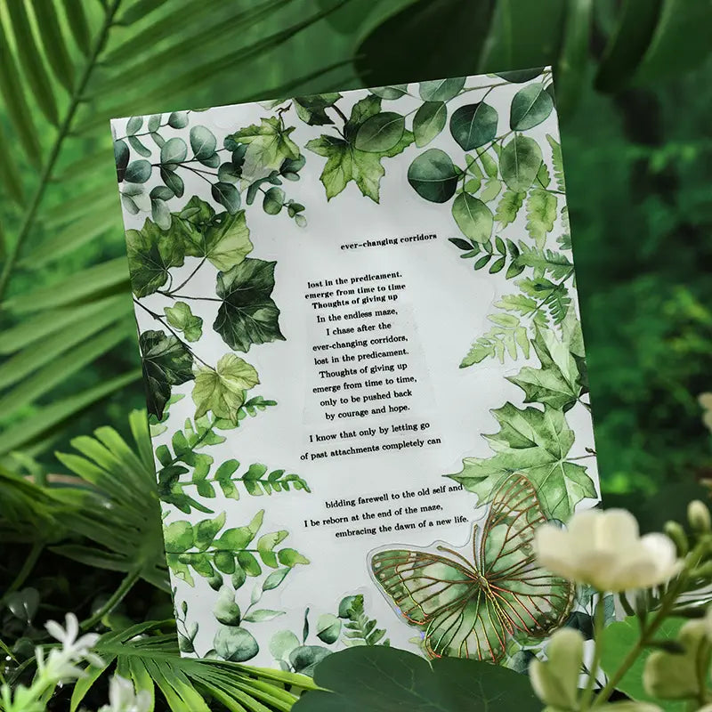 20 Adet Şeffaf Yaprak Sticker Seti Bullet Journal Scrapbook Şeffaf Yeşil Sticker Laptop Ajanda Planlayıcı