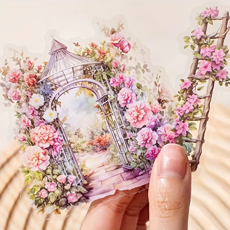30 Adet Şeffaf Bahçe Temalı Sticker Seti Bullet Journal Scrapbook Şeffaf Sticker Laptop Ajanda Planlayıcı