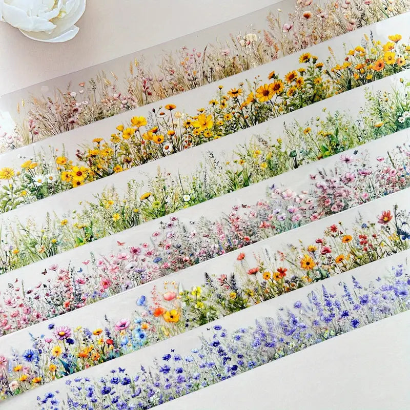 Şeffaf Çiçek Şerit Pet Bant Rulo 3cmx2m Scrapbook Bullet Journal Ajanda Washi Tape