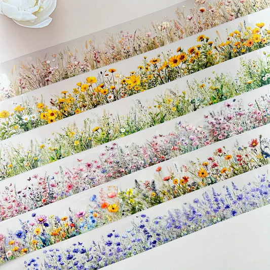 Şeffaf Çiçek Şerit Pet Bant Rulo 3cmx2m Scrapbook Bullet Journal Ajanda Washi Tape