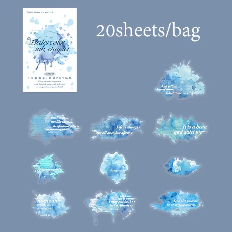 20 Adet Şeffaf Mürekkep Lekesi Sticker Seti Bullet Journal Scrapbook Şeffaf Sticker Laptop Ajanda Planlayıcı