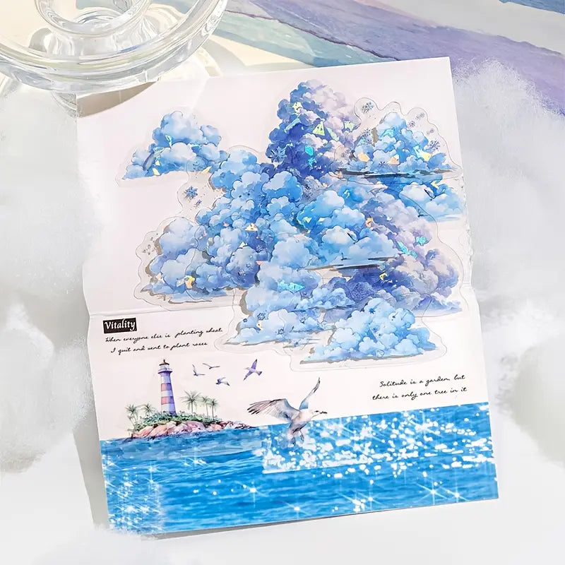 30 Adet Şeffaf Bulut Sticker Seti Bullet Journal Scrapbook Şeffaf Sticker Laptop Ajanda Planlayıcı