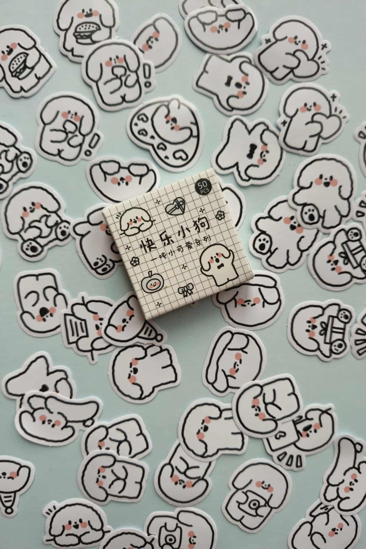 50 Adet Kawaii Köpek Sticker Seti Bullet Journal Scrapbook Laptop Ajanda Planlayıcı Mini Sevimli