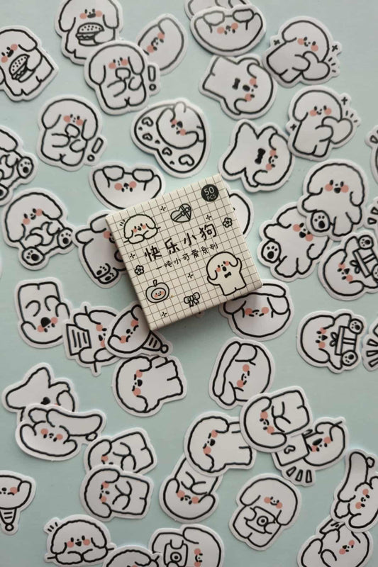 50 Adet Kawaii Köpek Sticker Seti Bullet Journal Scrapbook Laptop Ajanda Planlayıcı Mini Sevimli