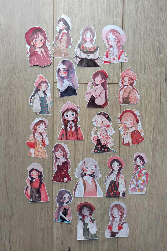 20 Adet Büyük Boy Sevimli Kız Sticker Bullet Journal Scrapbook Laptop Sticker Kawaii Girl Anime