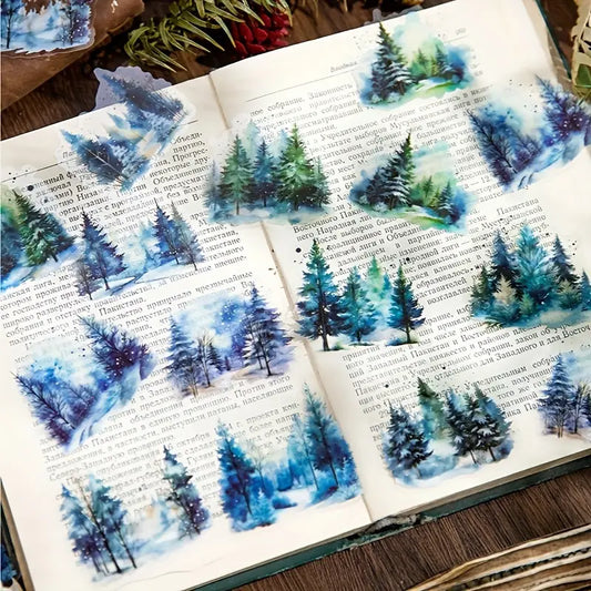 30 Adet Şeffaf Manzara Sticker Seti Bullet Journal Scrapbook Şeffaf Orman Sticker Laptop Ajanda Planlayıcı
