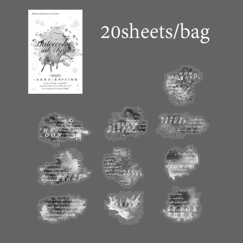 20 Adet Şeffaf Mürekkep Lekesi Sticker Seti Bullet Journal Scrapbook Şeffaf Sticker Laptop Ajanda Planlayıcı