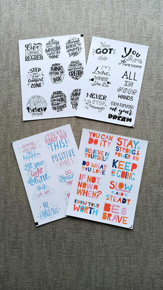 32 Adet Motivasyon Sticker Seti Cümle Sticker Seti Bullet Journal Laptop Termos Scrapbook