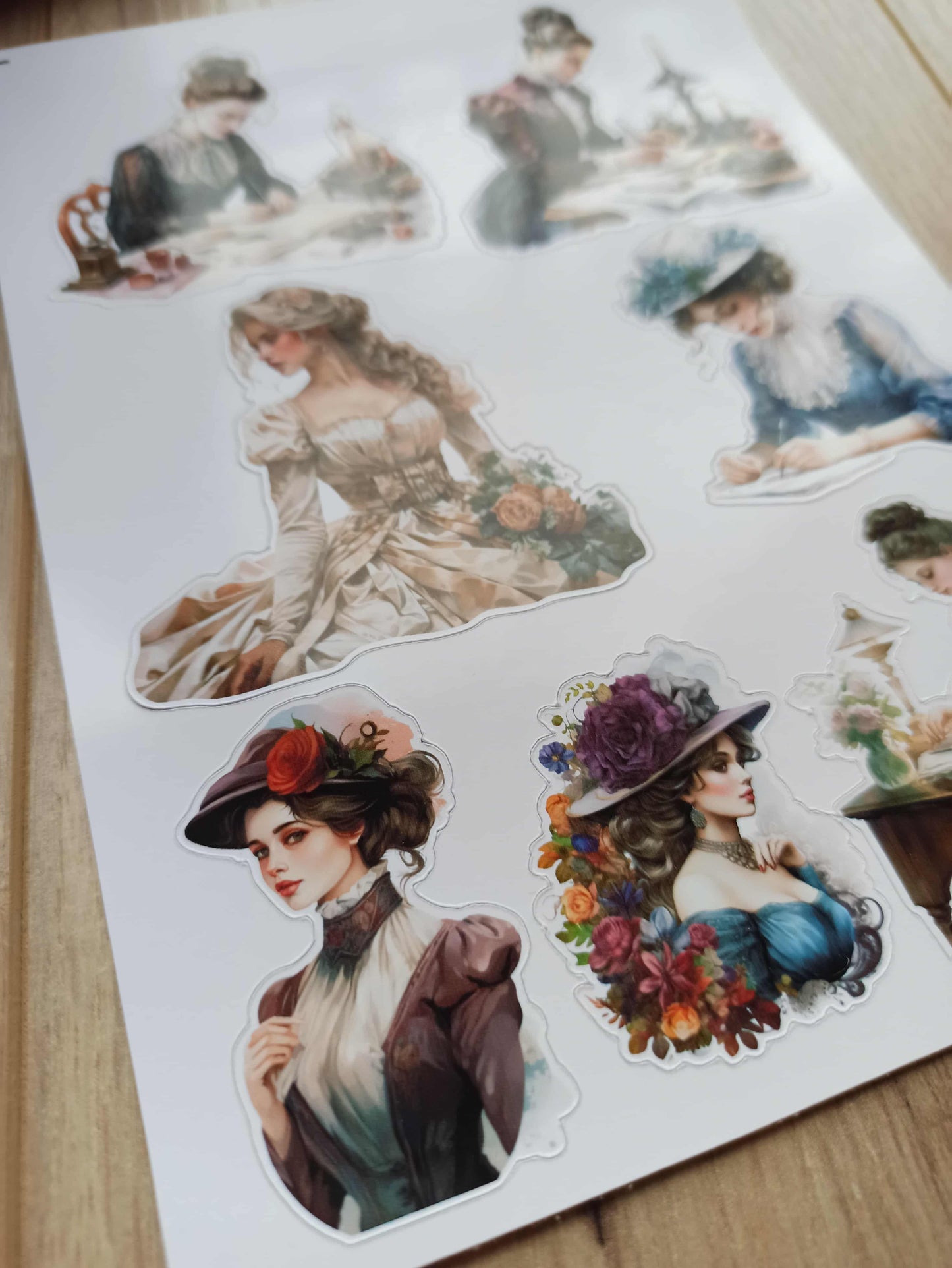 40 Adet Victorian Lady Sticker Bullet Journal Scrapbook Laptop Sticker Vintage Kadın Bundle