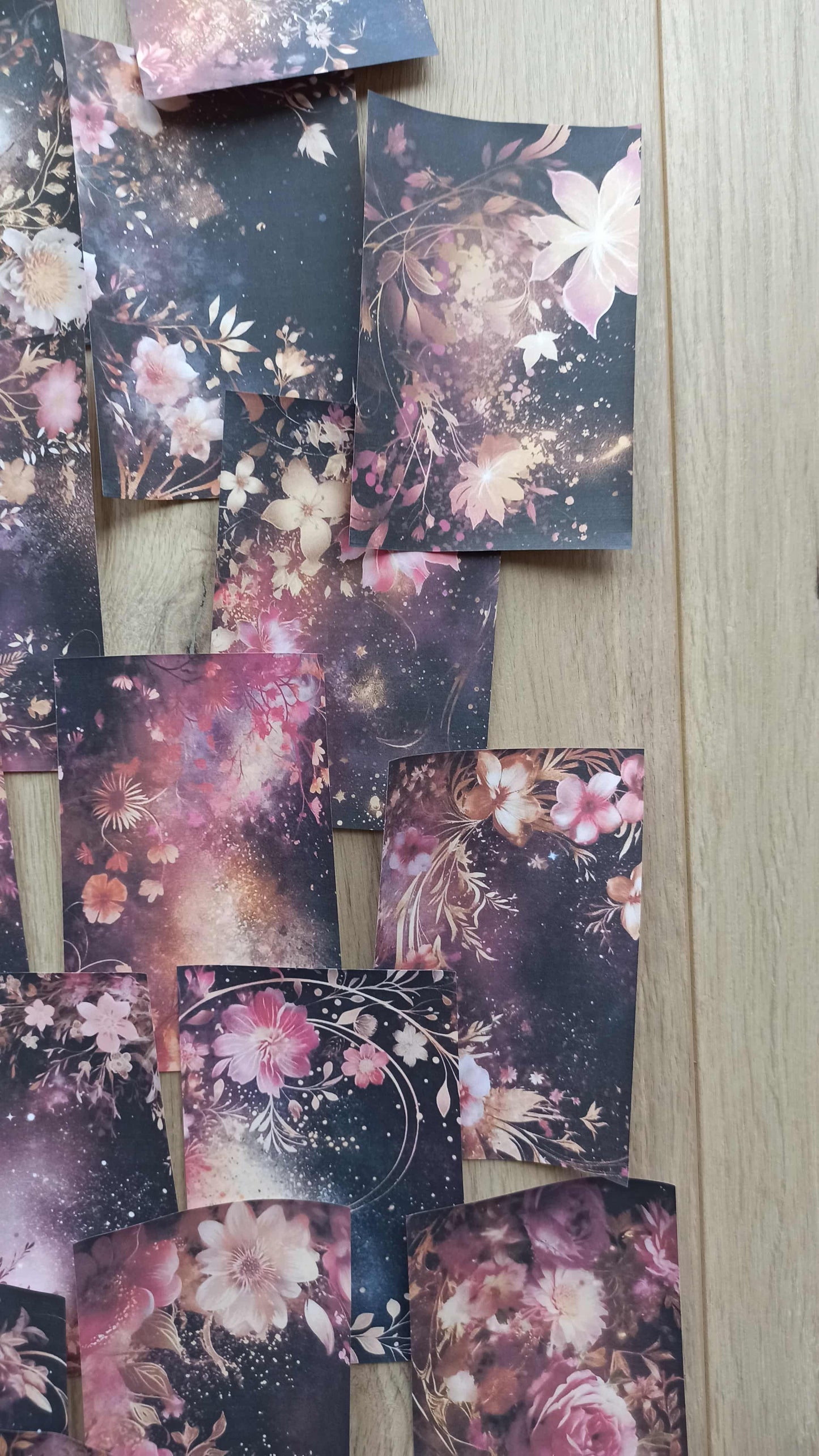 20 Adet Eskitme Vintage Pembe Siyah Temalı Scrapbook Kağıt Seti Bullet Journal Dekupaj Kağıdı