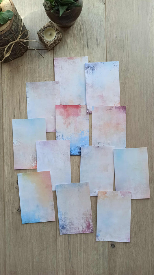12 Adet Soft Pastel Renk Temalı Scrapbook Kağıt Seti Bullet Journal Dekupaj Kağıdı