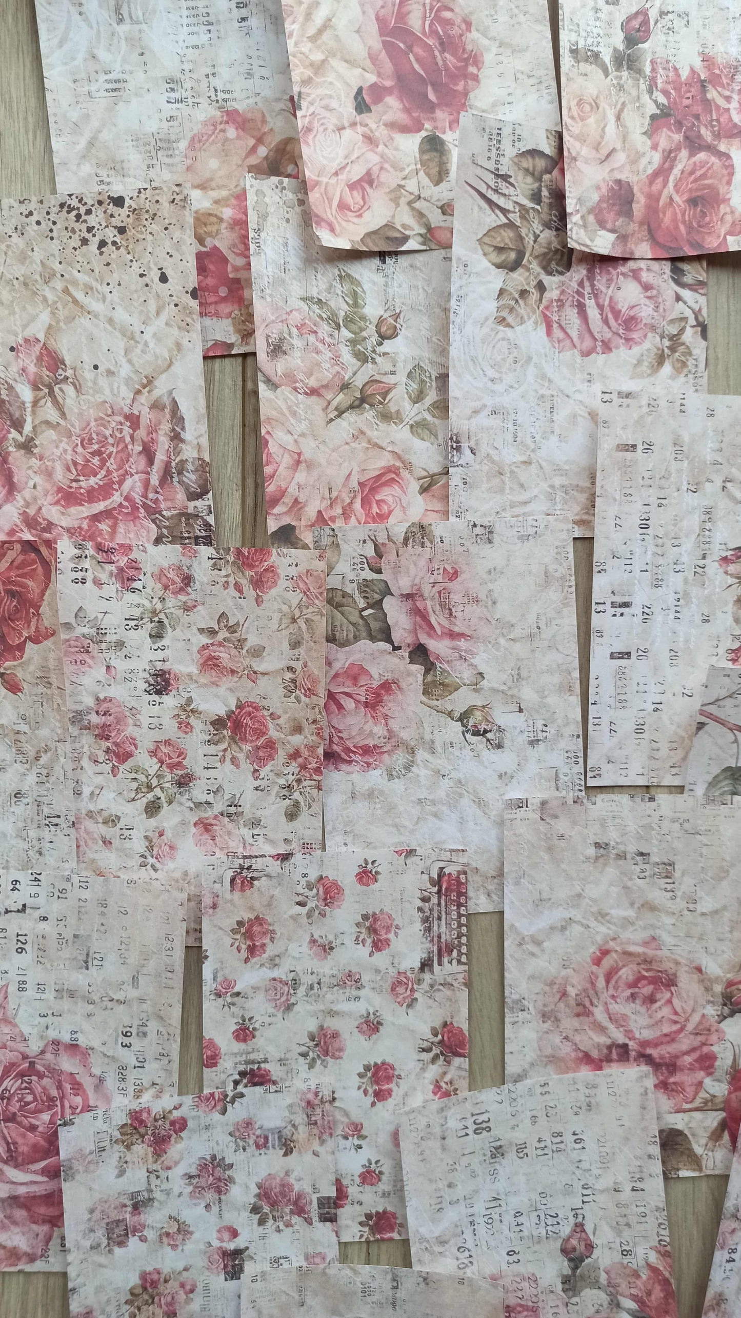 20 Adet Eskitme Vintage Gül Temalı Scrapbook Kağıt Seti Bullet Journal Dekupaj Kağıdı