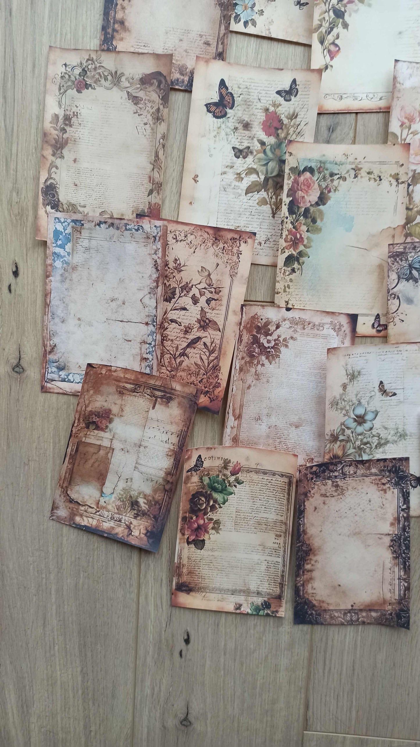 20 Adet Eskitme Vintage Temalı Scrapbook Kağıt Seti Bullet Journal Dekupaj Kağıdı