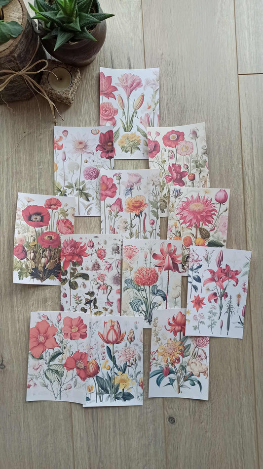 12 Adet Scrapbook Çiçek Temalı Scrapbook Kağıt Seti Bullet Journal Dekupaj Kağıdı