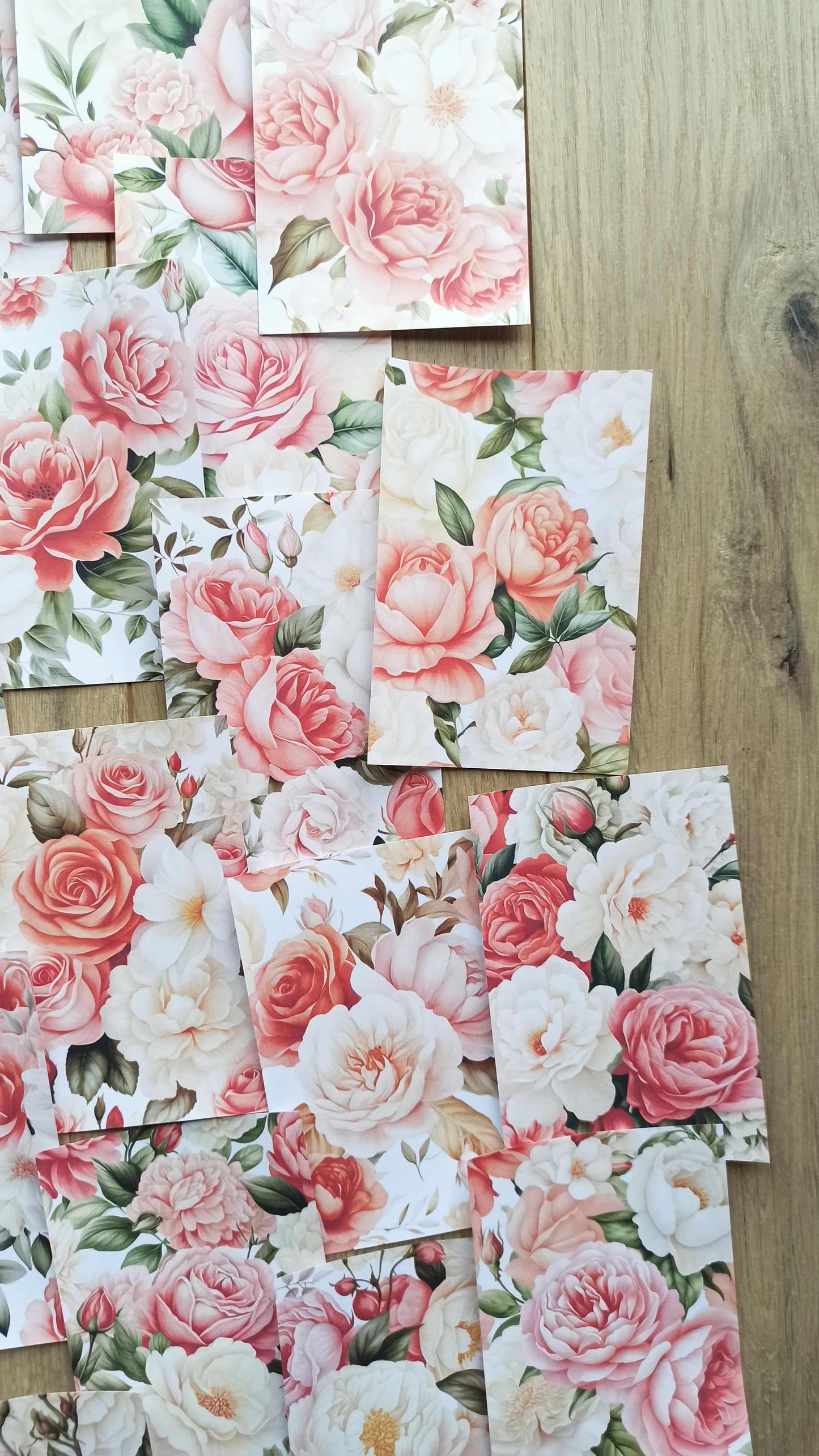 23 Adet Pembe Gül Temalı Scrapbook Kağıt Seti Bullet Journal Dekupaj Kağıdı