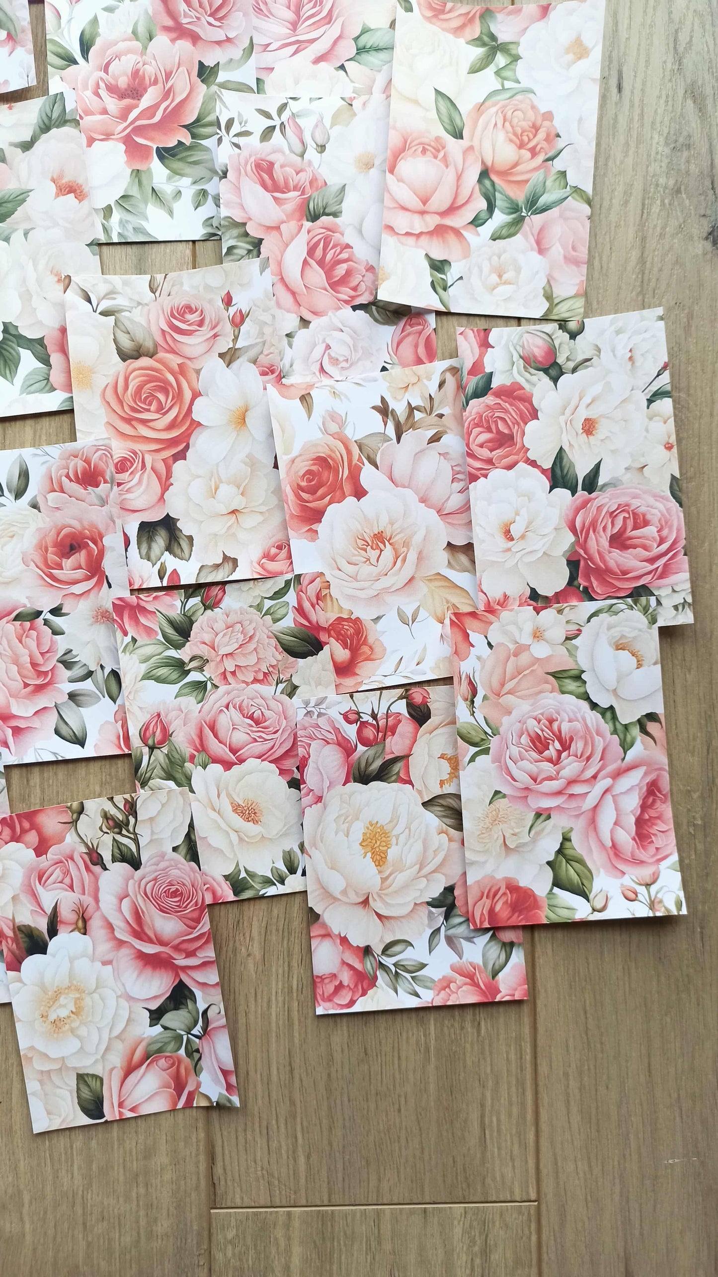 23 Adet Pembe Gül Temalı Scrapbook Kağıt Seti Bullet Journal Dekupaj Kağıdı