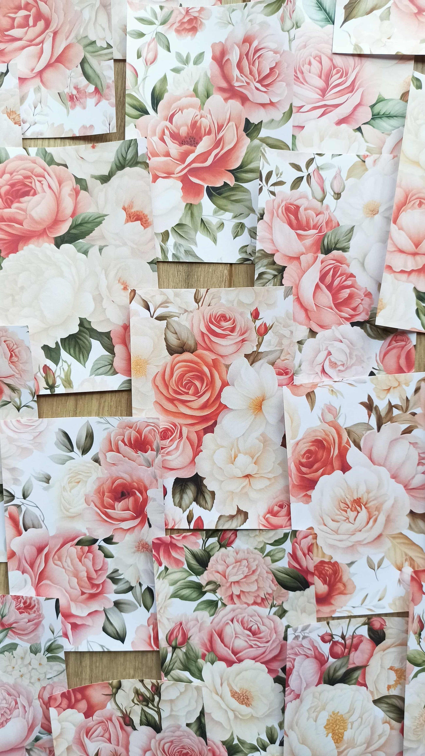 23 Adet Pembe Gül Temalı Scrapbook Kağıt Seti Bullet Journal Dekupaj Kağıdı