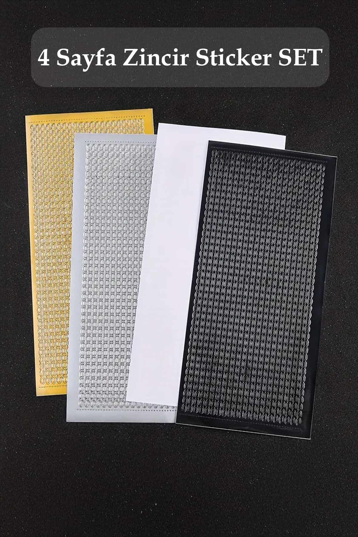 4 Sayfa Zincir Sticker Seti Parlak Bullet Journal Scrapbook Laptop Ajanda Planlayıcı Süsleme