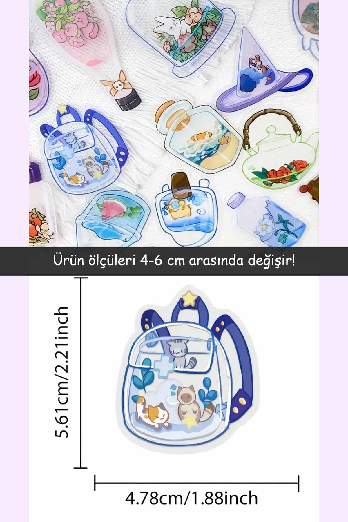 50 Adet Şeffaf Renkli Sticker Seti Bullet Journal Scrapbook Şeffaf Sticker Laptop Ajanda Planlayıcı