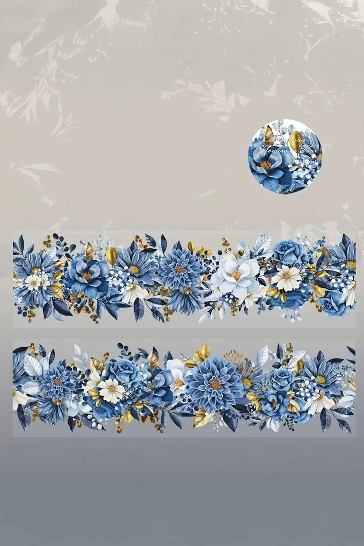 Şeffaf Çiçek Pet Bant Rulo 5cmx2m Scrapbook Bullet Journal Ajanda Washi Tape