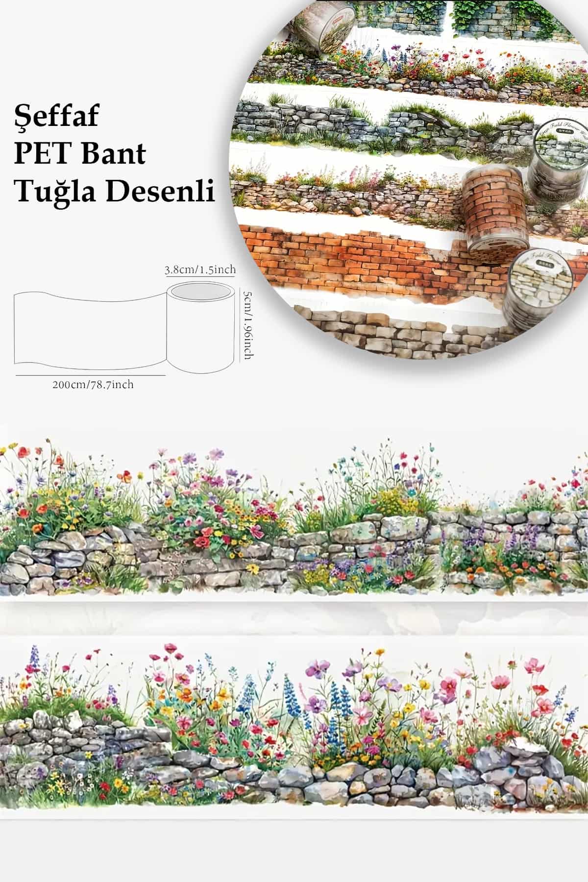Şeffaf Örme Duvar Desen Pet Bant Rulo 5cmx2m Scrapbook Bullet Journal Ajanda Washi Tape