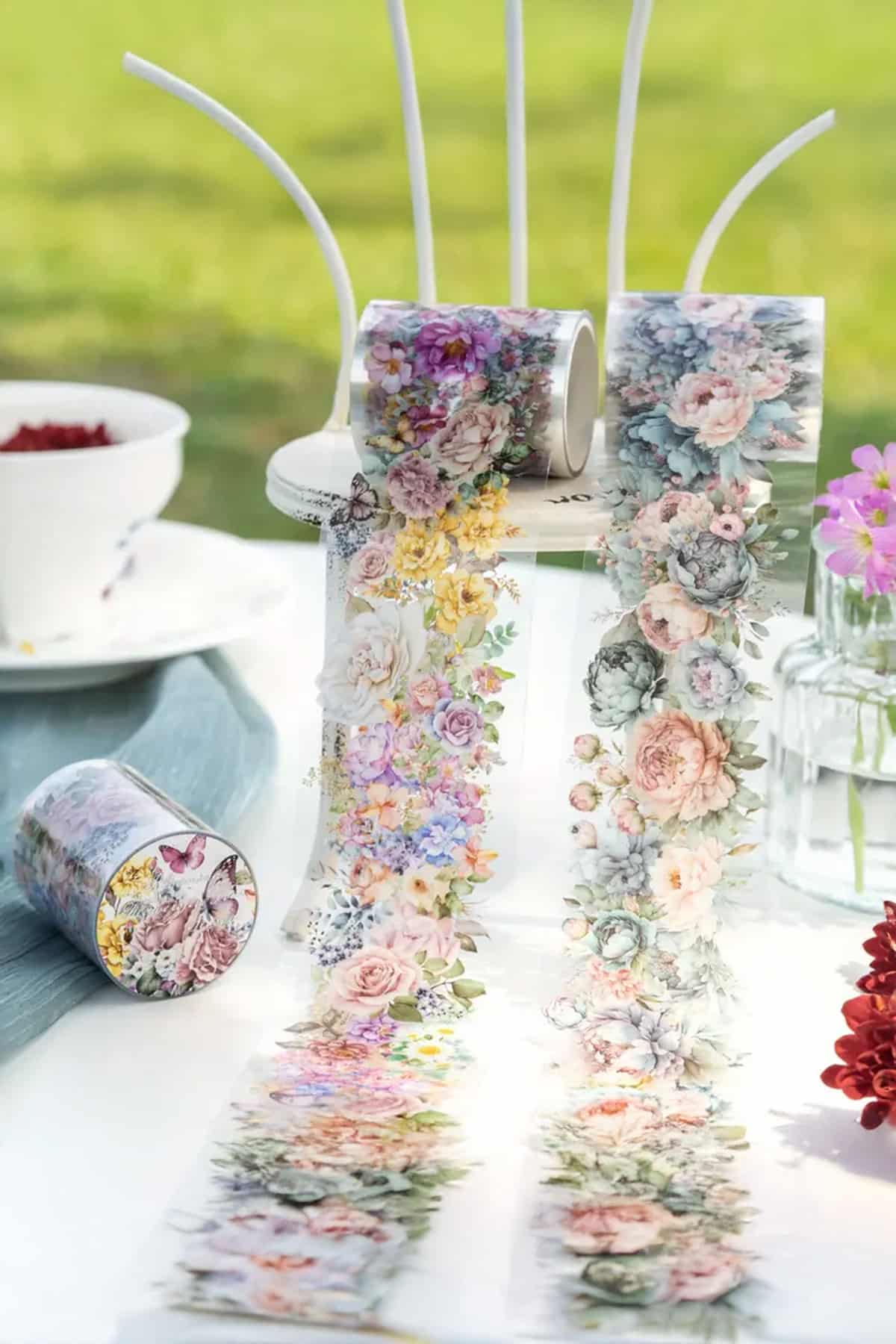 Şeffaf Çiçek Pet Bant Rulo 5cmx2m Scrapbook Bullet Journal Ajanda Washi Tape