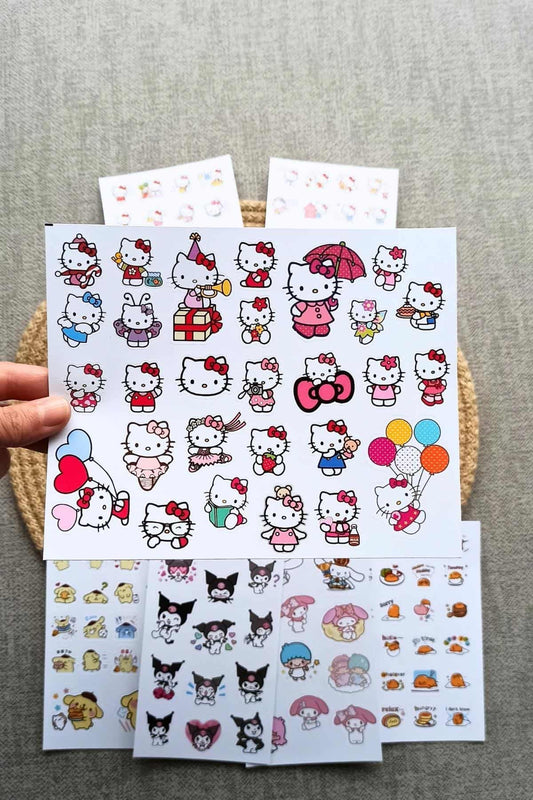 133 Adet Sanrio Karakter Sticker Seti Hello Kitty Sticker Kuromi Pompom Purin Gudetama My Melodi