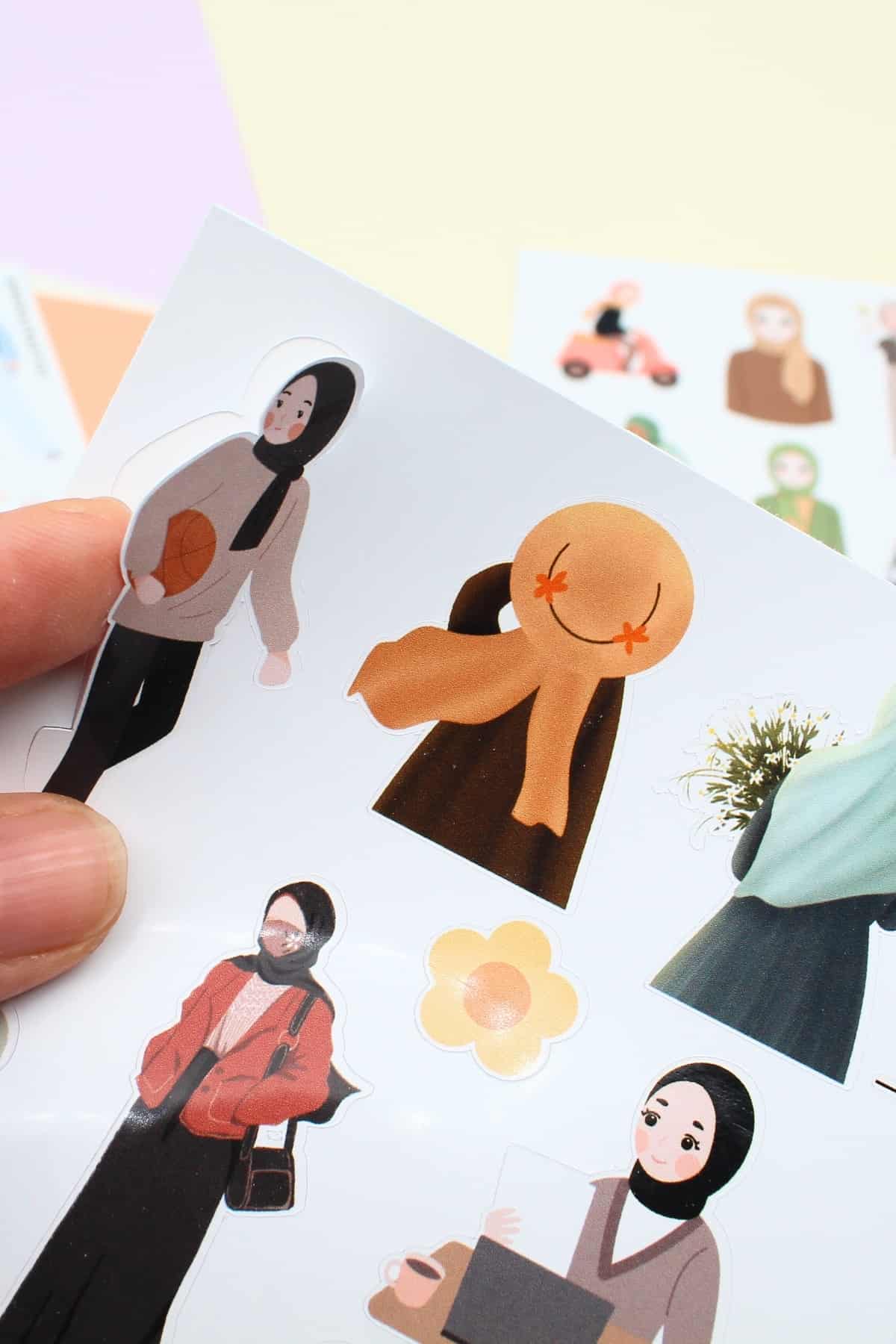 58 Adet Hijab Girl Sticker Seti Bullet Journal