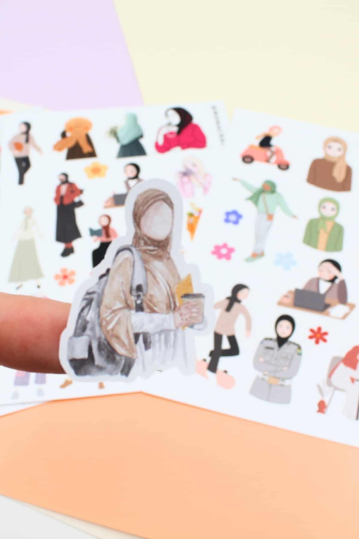 58 Adet Hijab Girl Sticker Seti Bullet Journal